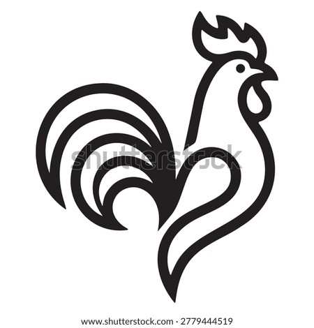  Minimalist rooster logo vector, circular line art cockerel icon, modern black and white farm animal illustration, elegant poultry emblem for branding