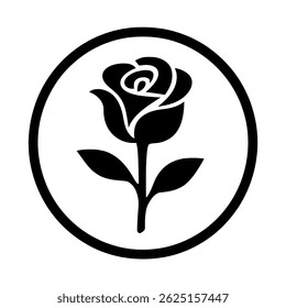 Minimalist Rose Emblem in Black. vector: Ideal for use as a tattoo, icon, web graphic design, and infographic concepts."