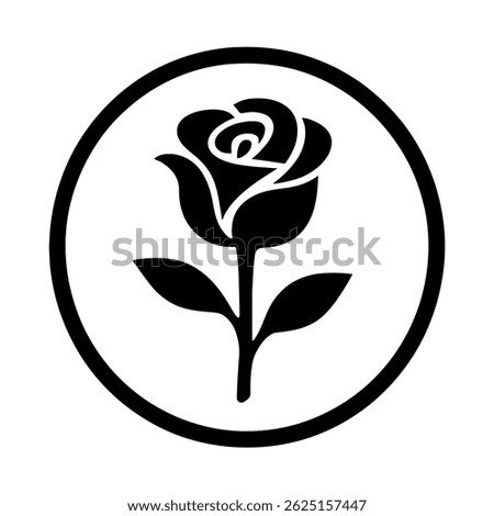 Minimalist Rose Emblem in Black. vector: Ideal for use as a tattoo, icon, web graphic design, and infographic concepts."