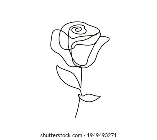 Minimalist rose flower design. Continuous line drawing of rose flower. 