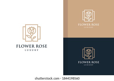 Minimalist rose flower. elegant Luxury beauty salon, fashion, skincare, cosmetic, yoga and spa products design.