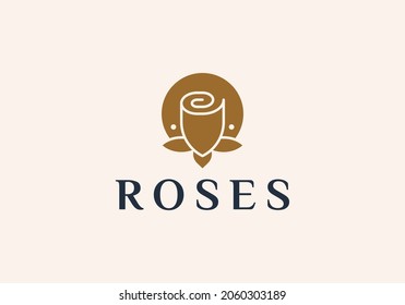 minimalist rose flower logo design.
