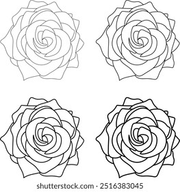 Arte minimalista de la línea de Rose | Elegante contorno floral para Diseños modernos | Arte de la línea de rosa para colorear libro | contorno de rosa. Ideal para colorear libros, logotipos, camisetas o proyectos de temática floral.