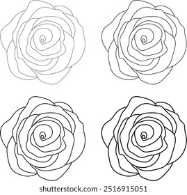 Minimalistische Rose Line Art, Elegante Blumenkontur für moderne Designs, Rose Line Art zum Färben von Büchern, Rosenkontur, perfekt für T-Shirt Design, Logos erstellen.