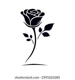 Minimalist Rose Silhouette Classic Black and White