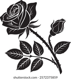 Minimalist Rose Silhouette Vector for Modern Projects.