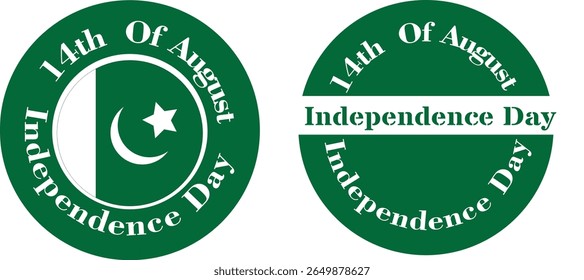 Minimalist Round Badge for 14th August Independence Day in Pakistan Vector