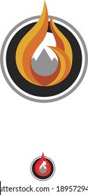 Logotipo de llama redonda minimalista para minería