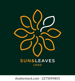 minimalist round leaves vector logo design element