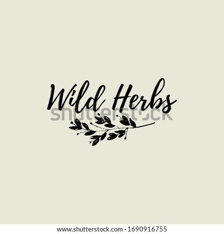 Minimalist round logo design. Hand drawn floral leaves