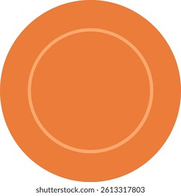 A minimalist round orange plate features a subtle inner rim, embodying a clean, modern aesthetic suited for various culinary presentations and design projects.