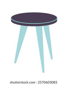 Minimalist round table with a black top and mint-green legs. Clean and simple design on a white background. Concept of modern furniture. Vector illustration