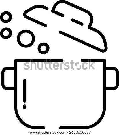 Minimalist Rounded Modern Line Art Utensil cook cooking pot boil Icon with clean Filled and intuitive symbols