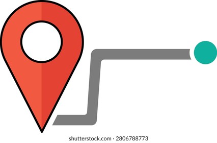Minimalist route map with red pin and teal endpoint marker