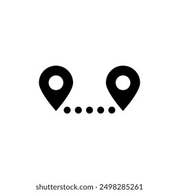 Minimalist route or path icon with two pinpoints, perfect for navigation and travel apps.