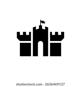 Castillo real minimalista con el icono del Vector de la bandera