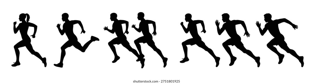 Minimalist Runner Silhouettes Vector Template Collection