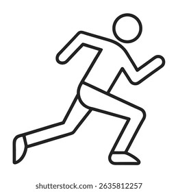 Minimalist running outline vector icon featuring a dynamic human figure in motion. Ideal for fitness apps, sports websites, and health-related designs.