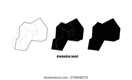 Mapa minimalista de ruanda Ilustración vectorial