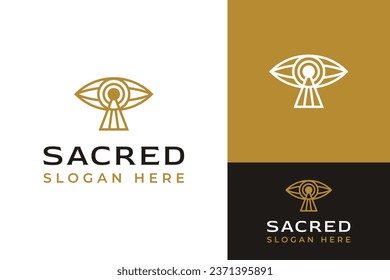 Minimalist Sacred Geometric Eye Seer Witch Alchemy Pyramid Spiritual Tattoo Logo Design Branding Template