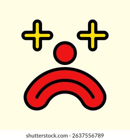 Minimalist Sad Expression Clown Face Illustration with Bright Colors