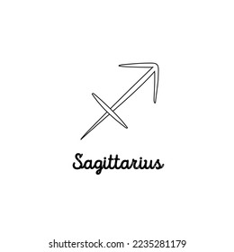 Minimalist sagittarius zodiac sign
line icon, horoscope sagittarius constellation outline illustration. Sketching of Star sign for astrology horoscope isolated Minimal sagittarius zodiac line style