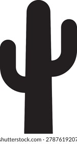 Minimalist saguaro cactus vector icon with two distinctive arms, ideal for desert, nature, and outdoor-themed designs.