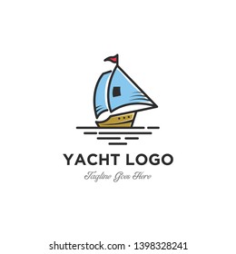 Minimalist Sail boat - vector logo template concept illustration. Ship sign. young and youthful