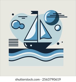 Minimalist Sailboat Illustration - Modern Vector Art.