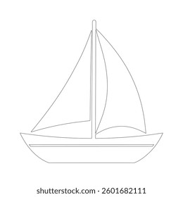 Minimalist Sailboat Line Art Vector | Nautical Silhouette Illustration