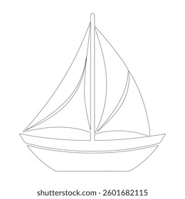 Minimalist Sailboat Line Art Vector | Nautical Silhouette Illustration
