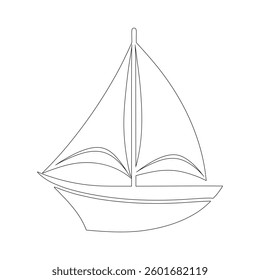 Minimalist Sailboat Line Art Vector | Nautical Silhouette Illustration