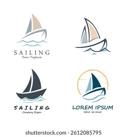 Minimalist Sailboat Logo Silhouette Design.