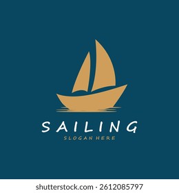 Minimalist Sailboat Logo Silhouette Design.