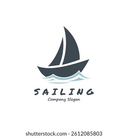 Minimalist Sailboat Logo Silhouette Design.
