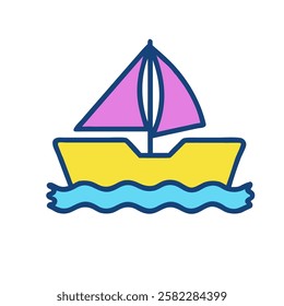 Minimalist sailboat on ocean waves representing marine travel and adventure