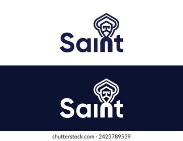 Minimalist saint logo design vector template