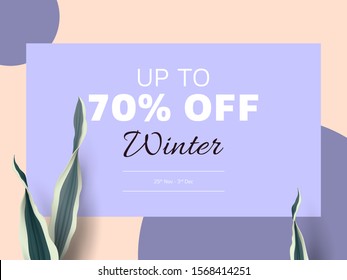 Minimalist sale banner mockup template design, rectangle frame decorated with snake plant in purple tones
