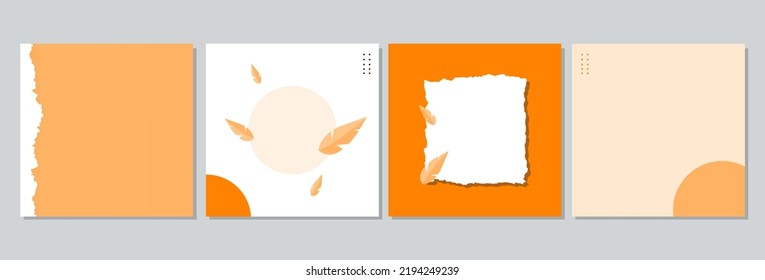 Plantilla de banner cuadrado de venta minimalista para publicaciones en medios sociales, aplicaciones móviles, diseño de banners, anuncios web o de Internet. Plantilla cuadrada abstracta moderna con concepto de otoño.