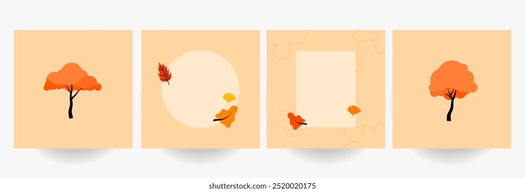 Minimalist sale square banner template for social media posts, mobile apps, banners design, web or internet ads. Trendy abstract square template with autumn concept.