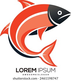 minimalist Salmon logo vector art illustration with a Salmon icon logo