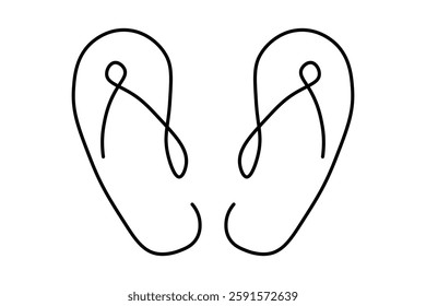 Minimalist sandal illustration with continuous lines, simple design suitable for logos or clothing icons.