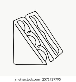 Minimalist sandwich line art. Simple sandwich design with clean lines. Line art sandwich illustration, modern design. Simple black line art doodle vector. Simple black line art doodle vector.