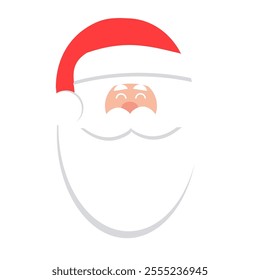 Minimalist Santa Claus design featuring a clean and simple illustration style. The image highlights Santa's iconic red hat, rosy cheeks, and white beard with a modern, flat aesthetic.