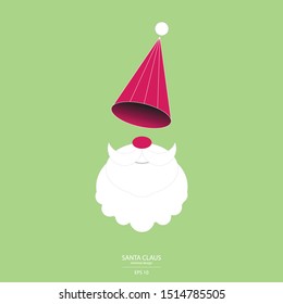Minimalist the santa clause hat beard vector illustrate design Christmas for web post card billboards book gift color background.