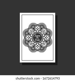 Minimalistisch speichern Sie die Datumskartenvorlage Design, Hochzeitseinladung, Blumenzeilenfarbenzeichnung mit quadratischem Rahmen 