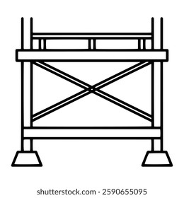 Minimalist Scaffold Frame Icon Representing Construction Site Safety, Engineering, and Structural Support