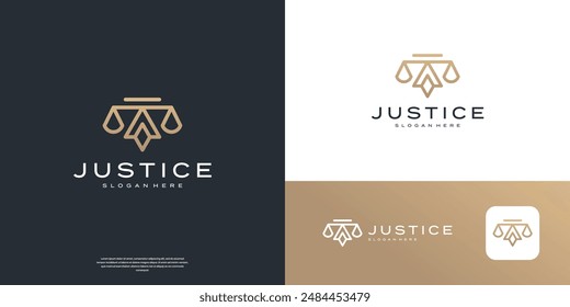 Minimalist scale justice logo design inspiration.