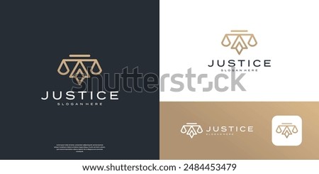 Minimalist scale justice logo design inspiration.