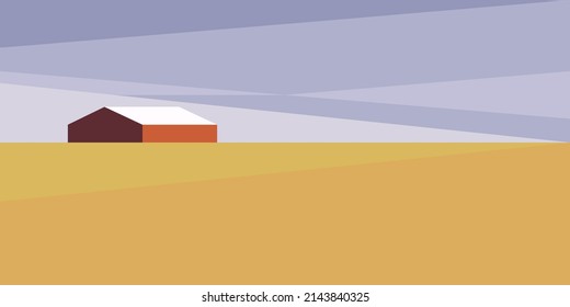 Minimalist Scandinavian landscapes. Set of vector illustrations. Nordic landscape, fishing village. Backgrounds for banners, posters, covers. 